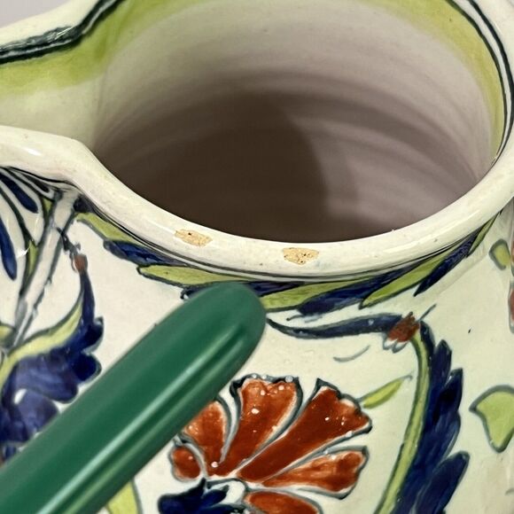 Vintage Floral Italian Ceramic Bud Vase With Handle Multi Flowers Artist Signed - Picture 8 of 16